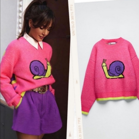 NWT ZARA *Snail Jacquard Knit Sweater - Picture 6 of 8